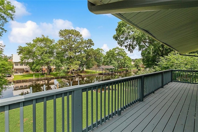 2951 Camellia Dr, Slidell, LA 70458 - wooden terrace with a yard and a water view