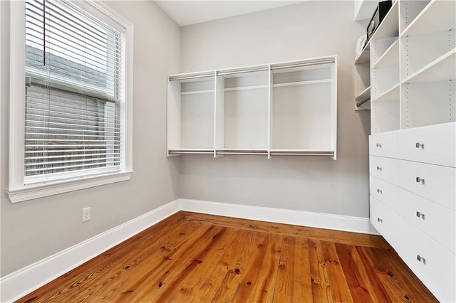 walk in closet featuring wood-type flooring