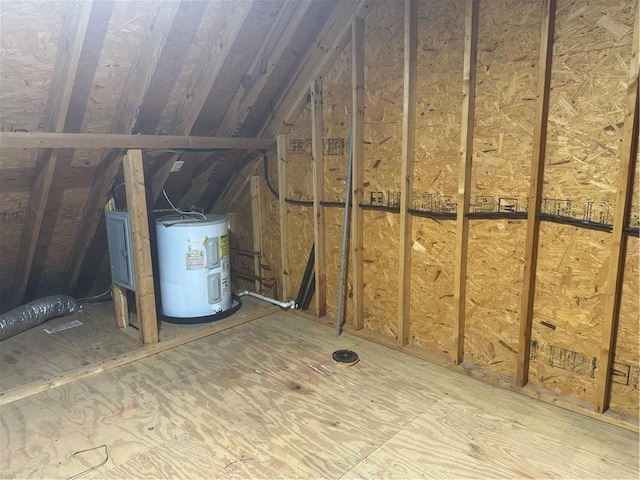attic featuring water heater