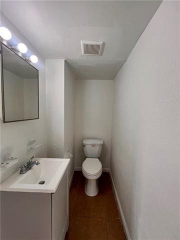 5227-5229 Cannes St, New Orleans, LA 70129 - half bath featuring vanity, toilet, tile patterned floors, baseboards, and visible vents