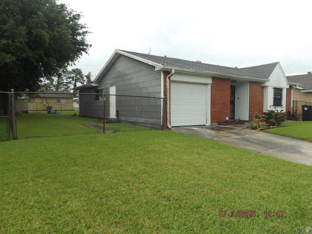 view of front of house with an attached garage, concrete driveway, and brick siding
