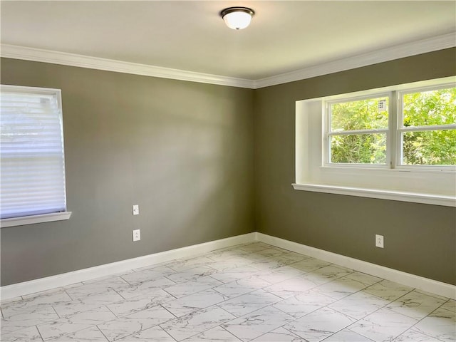 2644 Ramsey Dr, New Orleans, LA 70131 - empty room featuring baseboards, marble finish floor, and crown molding