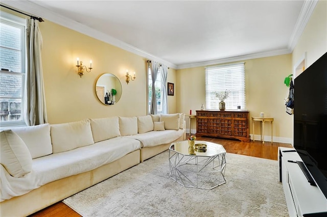 3408 Nashville Ave, New Orleans, LA 70125 - living area with crown molding, baseboards, and wood finished floors
