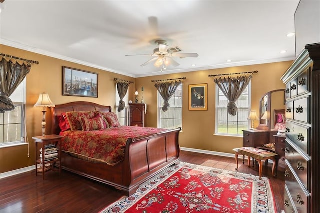 421 Oaklawn Dr, Metairie, LA 70005 - bedroom featuring ornamental molding, baseboards, visible vents, and wood finished floors