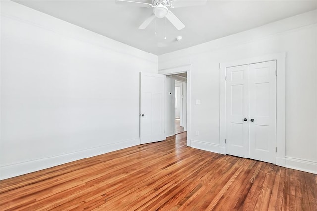 2113 Leonidas St, New Orleans, LA 70118 - unfurnished bedroom with light wood finished floors, a closet, and ceiling fan