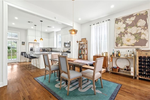 223 S White St, New Orleans, LA 70119 - dining room featuring recessed lighting, visible vents, and wood finished floors