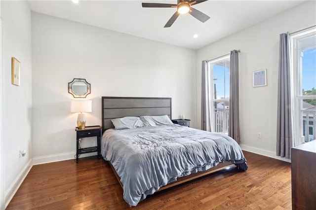 223 S White St, New Orleans, LA 70119 - bedroom featuring baseboards, recessed lighting, a ceiling fan, and wood finished floors