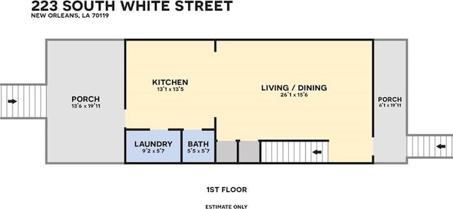 223 S White St, New Orleans, LA 70119 - floor plan