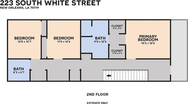 223 S White St, New Orleans, LA 70119 - floor plan