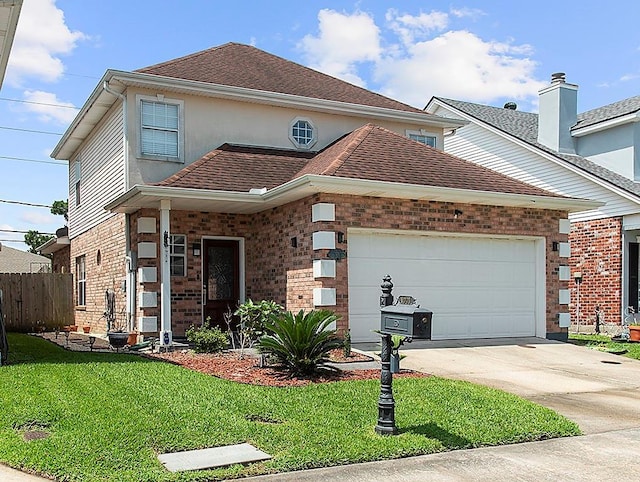 1001 W Chateau Lafitte Dr, Kenner, LA 70065 - view of front of home featuring driveway, an attached garage, roof with shingles, and brick siding