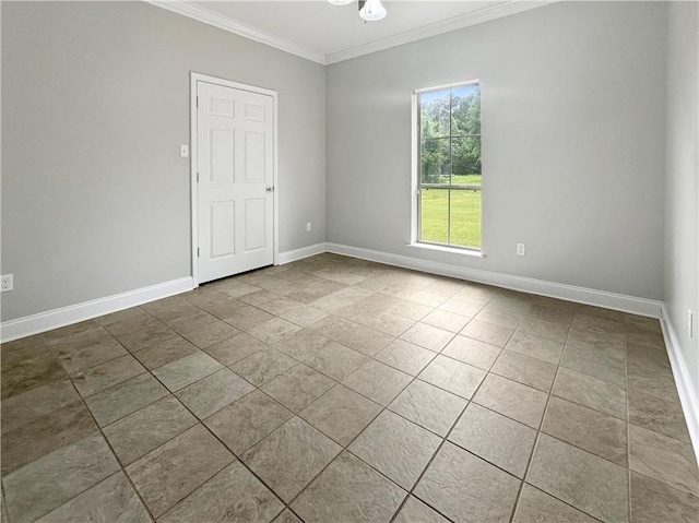 44449 W Pleasant Ridge Rd, Hammond, LA 70403 - spare room with tile patterned floors, baseboards, and ornamental molding