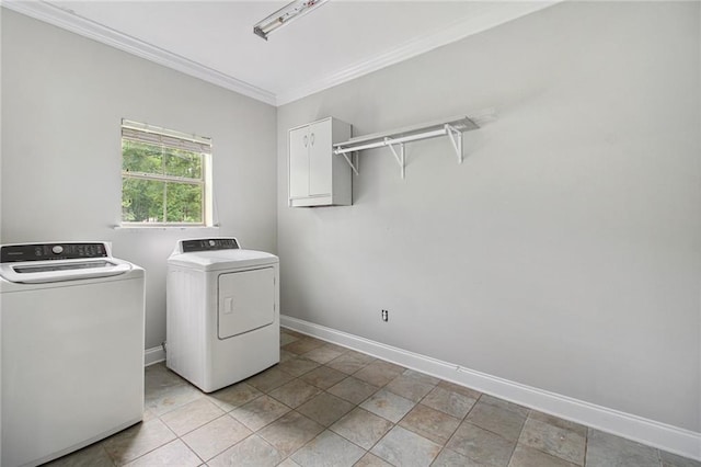 44449 W Pleasant Ridge Rd, Hammond, LA 70403 - washroom featuring washing machine and clothes dryer, ornamental molding, laundry area, and baseboards