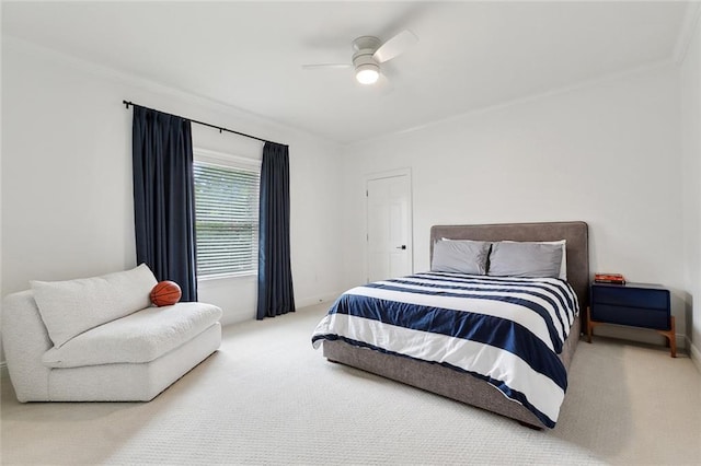 123 N Livingston Pl, Metairie, LA 70005 - bedroom with carpet, baseboards, ceiling fan, and crown molding
