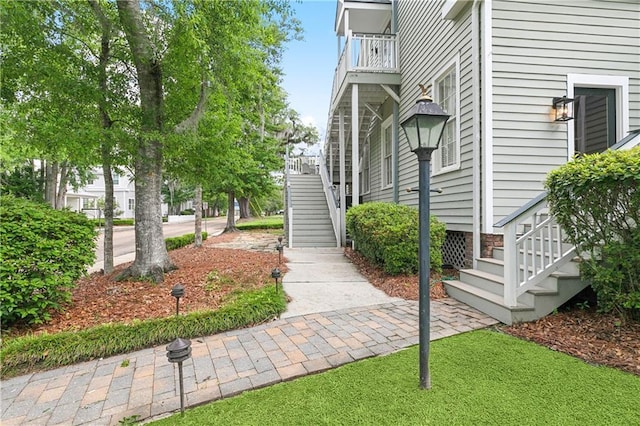 exterior space featuring stairway