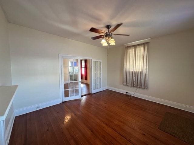 526 Bellecastle St, New Orleans, LA 70115 - spare room with hardwood / wood-style flooring, baseboards, and ceiling fan