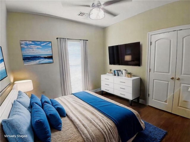 217 Turning Leaf Ln, Madisonville, LA 70447 - bedroom featuring dark wood-style floors and ceiling fan