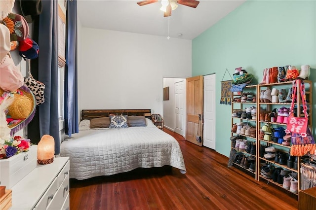 41719 S Genois St, New Orleans, LA 70119 - bedroom with ceiling fan and dark wood-style floors