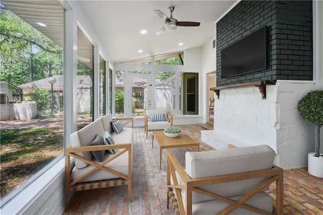 68 Begonia Dr, Covington, LA 70433 - sunroom with ceiling fan and an outdoor living space