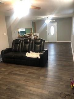 362 W Ave, Harahan, LA 70123 - living room with baseboards, wood finished floors, and a ceiling fan