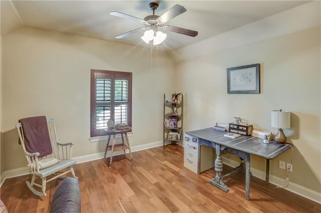 929 W 17th Ave, Covington, LA 70433 - office space with light wood-style floors, baseboards, lofted ceiling, and ceiling fan