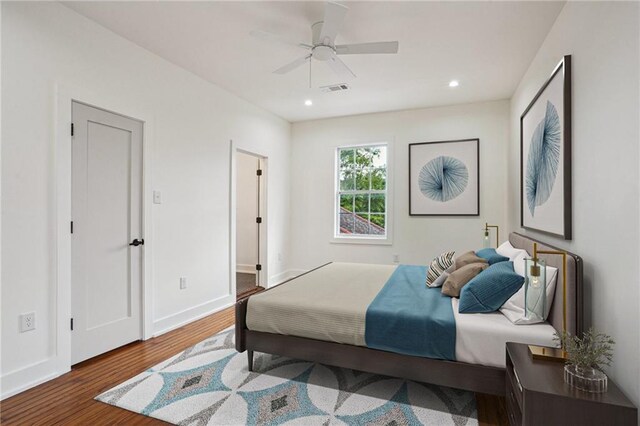 925 Picheloup Pl, New Orleans, LA 70119 - bedroom featuring wood finished floors, recessed lighting, and ceiling fan