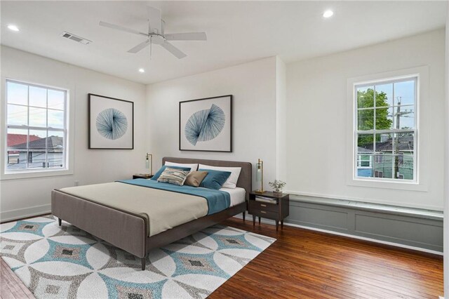 925 Picheloup Pl, New Orleans, LA 70119 - bedroom featuring wood finished floors, recessed lighting, and ceiling fan