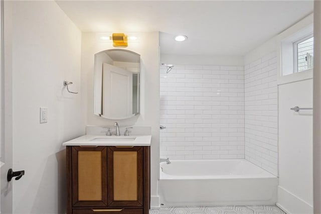 full bathroom with vanity and  shower combination