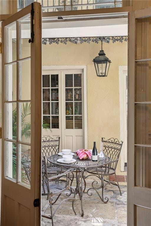 balcony with a patio area