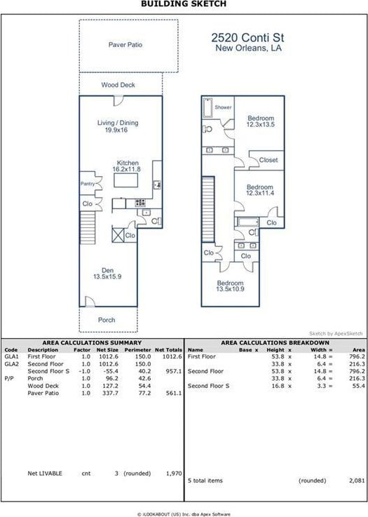 2520 Conti St, New Orleans, LA 70119 - floor plan / room layout