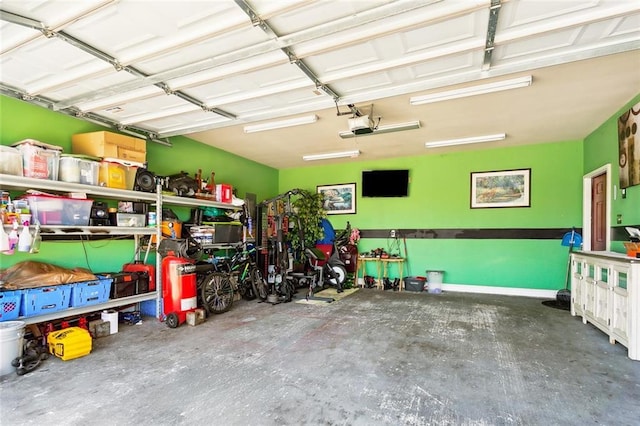garage with a garage door opener
