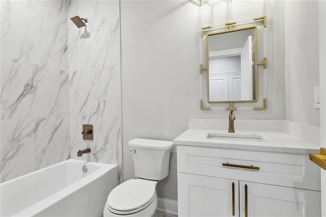 full bathroom with vanity, toilet, and shower / bathtub combination