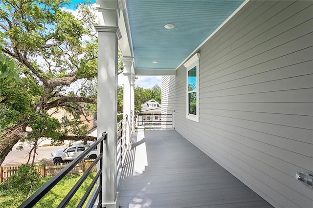 deck with covered porch