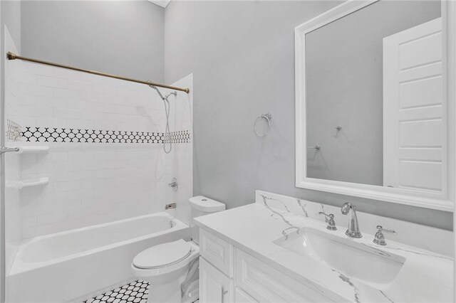 2540 Saint Ann St, New Orleans, LA 70119 - full bath featuring shower / bathtub combination with curtain, vanity, toilet, and tile patterned flooring