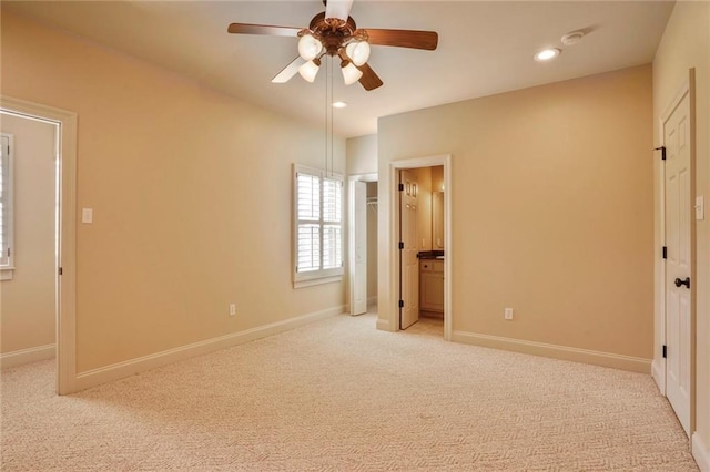 717 Tunica Bnd, Covington, LA 70433 - unfurnished bedroom featuring carpet, baseboards, a ceiling fan, and recessed lighting