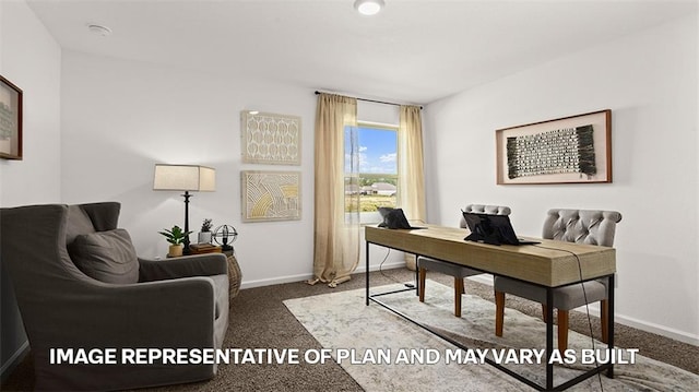 office with carpet flooring and baseboards