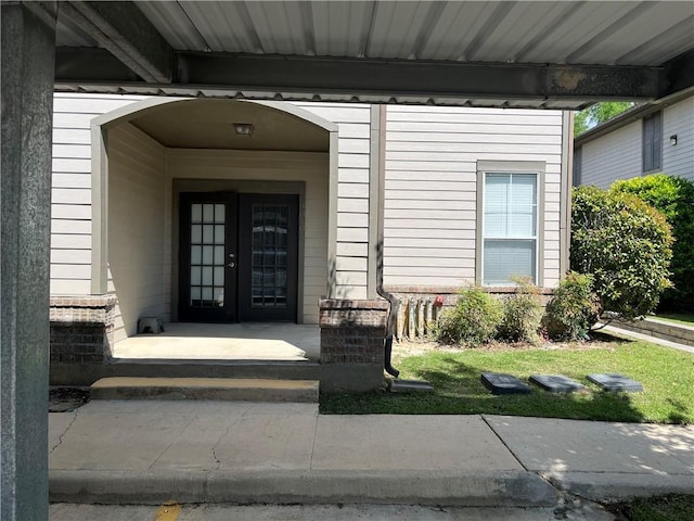 view of exterior entry with french doors