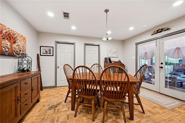 389 Hickory Dr, Slidell, LA 70458 - dining area with french doors, recessed lighting, and baseboards