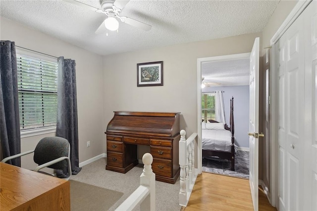 14356 Oak St, Tickfaw, LA 70466 - office space featuring a textured ceiling, plenty of natural light, ceiling fan, and baseboards
