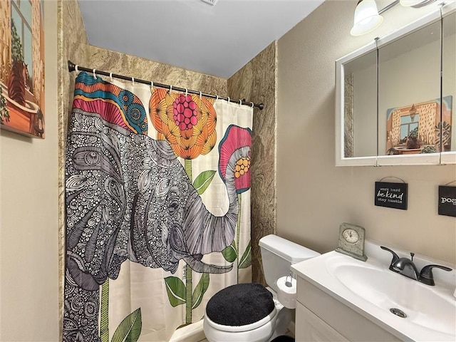 58207 Jefferson Ave, Slidell, LA 70460 - full bathroom with toilet, a shower with curtain, and vanity