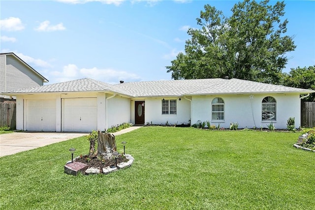 2152 Pebble Beach Dr, La Place, LA 70068 - ranch-style house with stucco siding, an attached garage, and concrete driveway