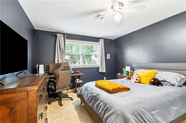 5037 Tartan Dr, Metairie, LA 70003 - bedroom featuring an office area, light colored carpet, and ceiling fan