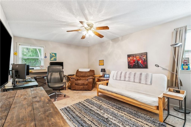 5037 Tartan Dr, Metairie, LA 70003 - office space with ceiling fan and a textured ceiling
