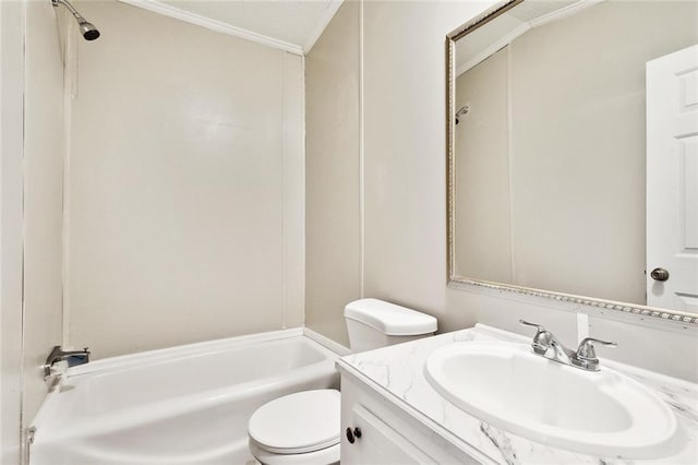 25259 Bunker St, Abita Springs, LA 70420 - full bathroom with toilet, tub / shower combination, vanity, and ornamental molding