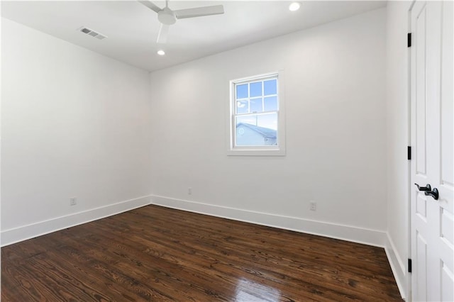 1919 N Prieur St, New Orleans, LA 70116 - spare room featuring baseboards, dark wood finished floors, ceiling fan, and recessed lighting