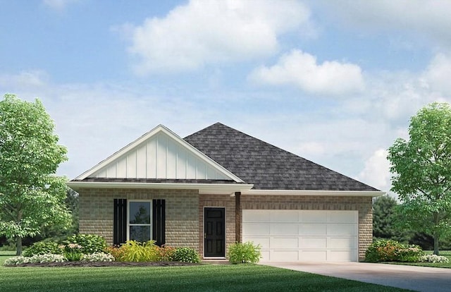 24231 Gadwall Ave, Ponchatoula, LA 70454 - view of front of home featuring brick siding, board and batten siding, an attached garage, a shingled roof, and concrete driveway