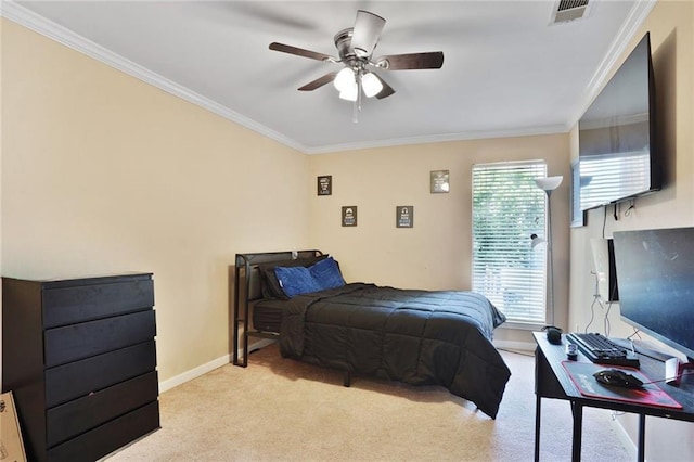107 10th St Unit 107, New Orleans, LA 70124 - carpeted bedroom with ornamental molding, a ceiling fan, and baseboards