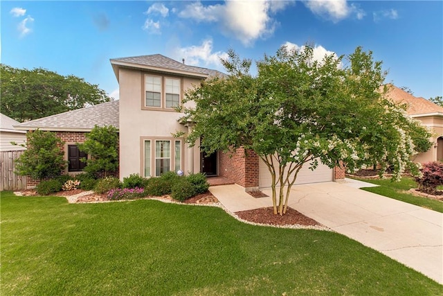 17181 Bridle Path, Hammond, LA 70403 - view of front of property with driveway, roof with shingles, brick siding, an attached garage, and stucco siding