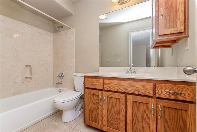 17181 Bridle Path, Hammond, LA 70403 - bathroom with tile patterned floors, toilet, tub / shower combination, and vanity
