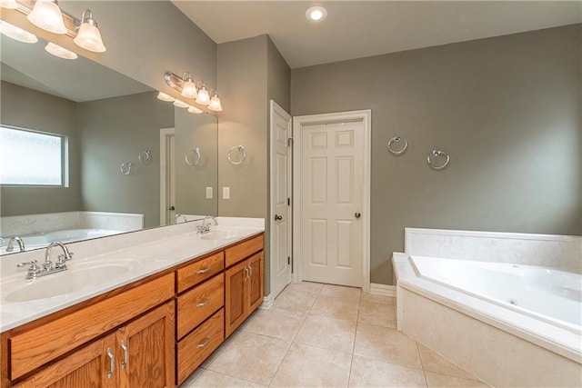 17181 Bridle Path, Hammond, LA 70403 - full bath with a bath, double vanity, and tile patterned floors