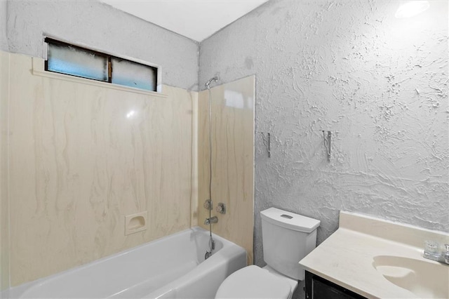 70 Hyacinth Dr, Covington, LA 70433 - bathroom with vanity, bathing tub / shower combination, toilet, and a textured wall